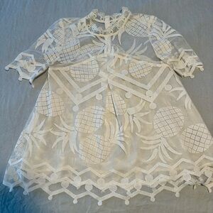 HD in Paris for Anthropologie Cream Lace Pineapple Shirt